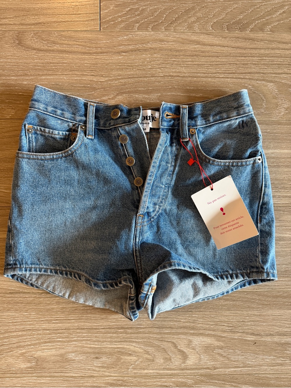New Rouje Paris High Waisted Denim Shorts Adam size 2 FR34 - Picture 7 of 15